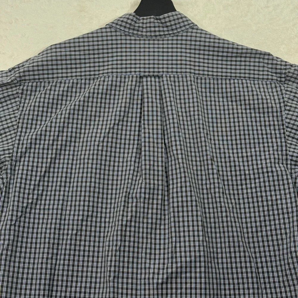 Banana Republic Shirt Mens Large Navy Blue Plaid Button Down Long Sleeve Cotton‎